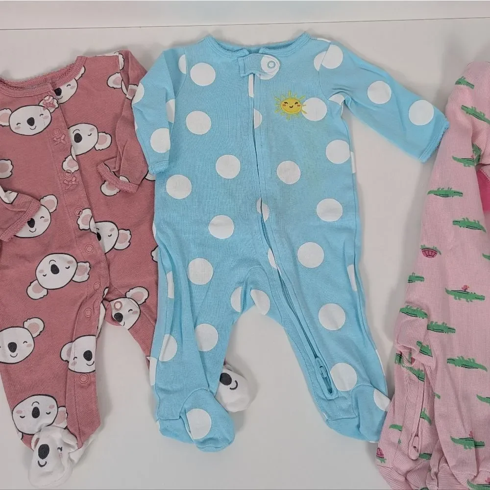 Carter's Footed Zip Up Pajamas Lot of 3 3 Months